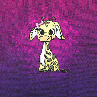 Panel French Terry - Giraffe auf Denim Violett (50cmx50cm) Stoffrestposten