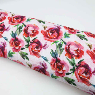 Musselin Stoff - Wunderschöne Rosen