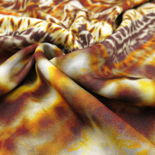 Viskose Satin - Batik Inkamuster auf Gelb Stoffrestposten