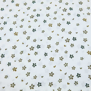 Musselin Stoff mit kleinen Blumen in Natur- und Grüntönen – Oeko Tex zertifiziert, ideal für Babykleidung, Damenmode und Accessoires