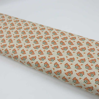 Baumwolljersey Stoff - Blüten Sand/Orange