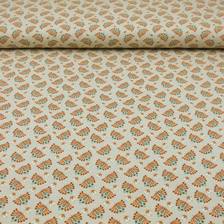 Baumwolljersey Stoff - Blüten Sand/Orange