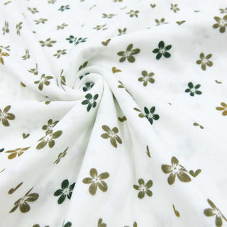 Musselin Stoff mit kleinen Blumen in Natur- und Grüntönen – Oeko Tex zertifiziert, ideal für Babykleidung, Damenmode und Accessoires