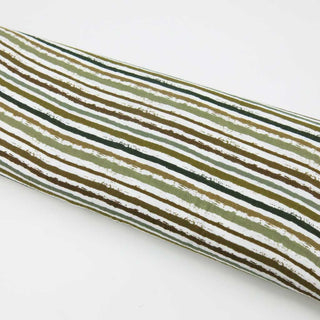 Musselin Stoff mit grünen und braunen Pinselstreifen – Oeko Tex zertifizierter Baumwollstoff, ideal für Kleidung, Babyartikel und Accessoires