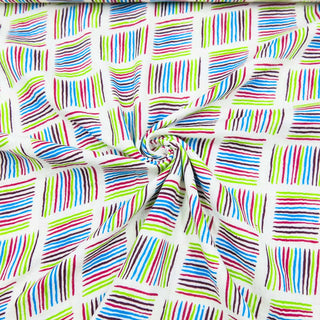 Bunter Musselin Stoff mit Linienkaros in Blau, Grün, Pink – Oeko Tex zertifizierter Baumwollstoff, ideal für Kinder- und Babyprojekte