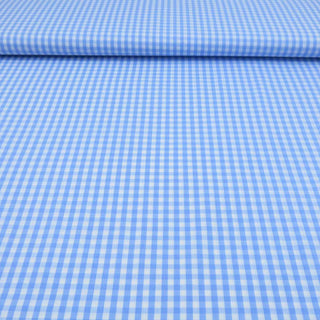 Hellblau-weißer Vichy Karo Stoff aus Baumwolle, Oeko-Tex 100 – Stoffdetail mit Karomuster