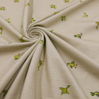 Baumwolljersey Stoff - Enten auf Beige