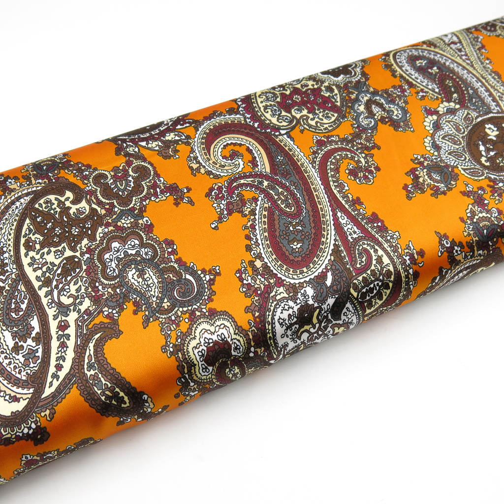 Satin Stoff Paisley Orange – Stoffrestposten