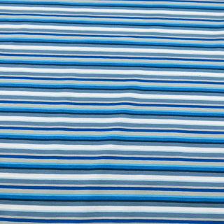Baumwolljersey Stoff – Streifenmix Blau