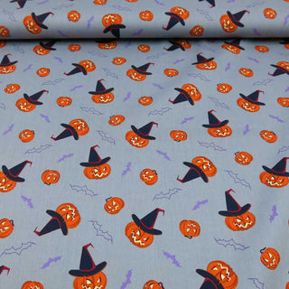 Baumwollstoff Popeline – Halloween Grau