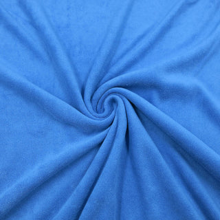 Blauer Frotteejersey Stoff – weich, elastisch und saugfähig – ideal für Babykleidung, Bademäntel und Freizeitmode – erhältlich bei Stoffrestposten.ch