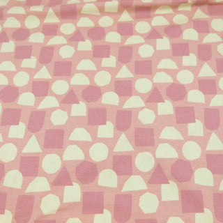 Baumwolljersey Stoff - Muster in Rosa Pastell