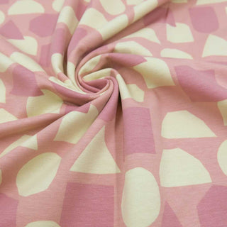 Baumwolljersey Stoff - Muster in Rosa Pastell