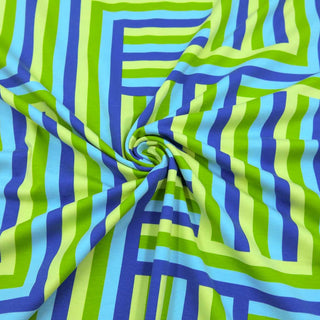 Baumwolljersey Stoff - Geo in  Grün & Blau