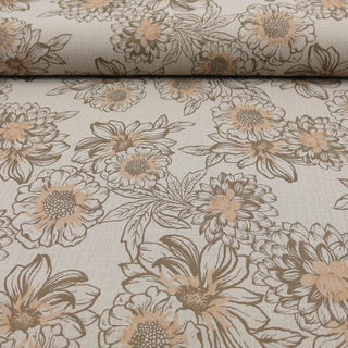 Musselin - Grosse Blumen Beige Stoffrestposten