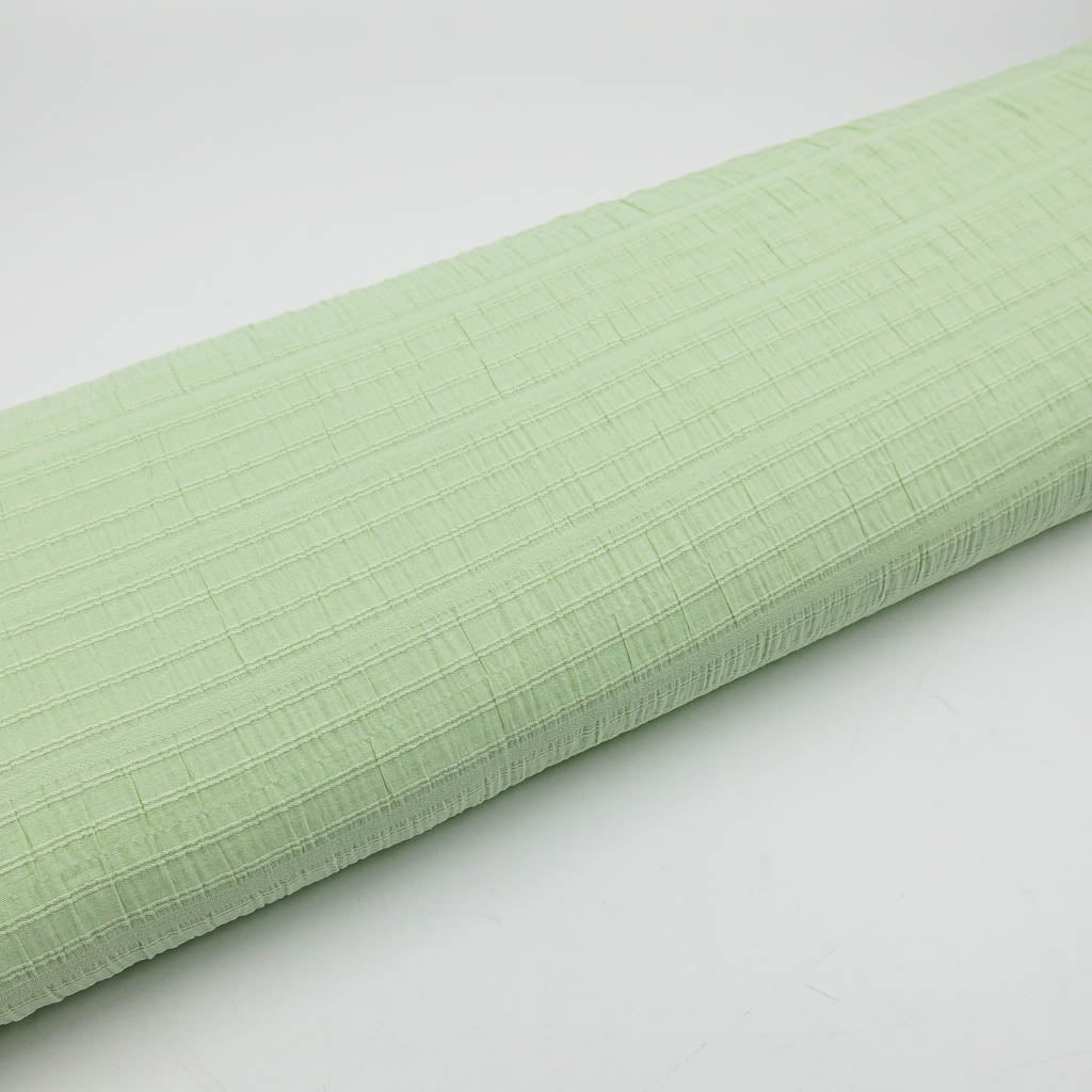 Baumwoll Seersucker Stoff Lindgrün gestreift – Stoffrestposten