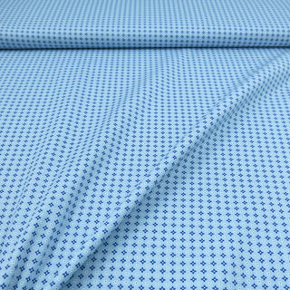 Baumwollstoff Popeline – Kleines Rautenmuster auf Hellblau