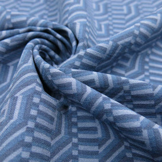 Bengalin - Moderne Muster Jeansblau Stoffrestposten
