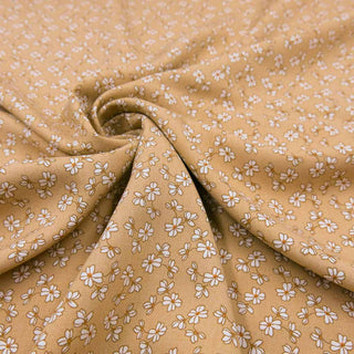 Viskose Stof Popeline – Streublümchen auf Beige