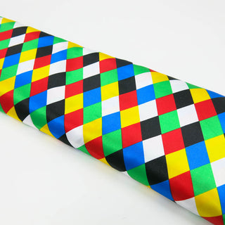 Satin Stoff Harlekin – Bunt & glänzend auf Weiss