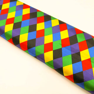 Satin Stoff Harlekin – Bunt & glänzend auf Schwarz