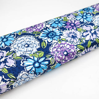 Jacquard Stretch - Blumen Blau