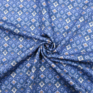 Baumwolle - Muster auf Blau Stoffrestposten