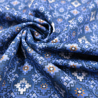 Baumwolle - Muster auf Blau Stoffrestposten