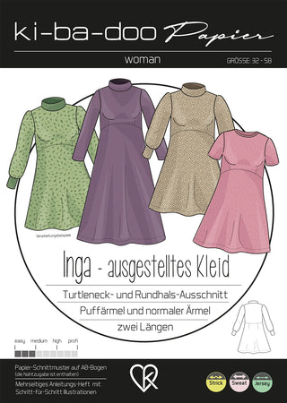 ki-ba-doo Papierschnittmuster - Ausgestelltes Kleid Inga | Grösse 32-58