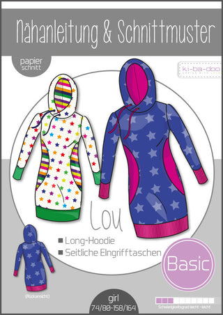 ki-ba-doo Papierschnittmuster - Longhoodie Lou (Kinder)
