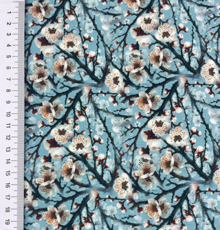 Viskose Jersey Stoff - Kirschblüten auf Mint