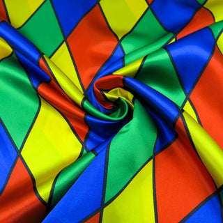 Satin Stoff - Buntes Karo