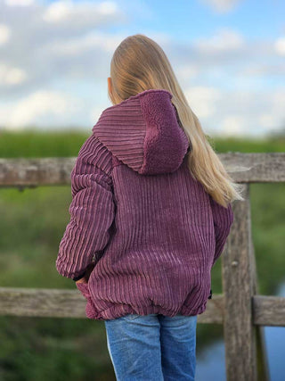 Weicher Cordstoff mit Fellabseite - Mauve