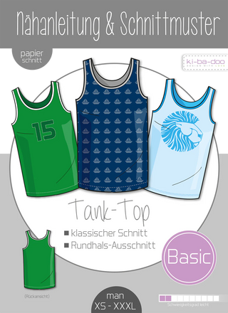 ki-ba-doo Papierschnittmuster - Basic Tank Top Herren | Grösse XS - 3XL