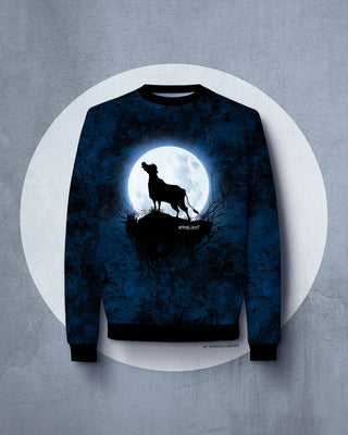 French Terry Panel - Moolight Hochlandrind in Nachtblau | Design von Thorsten Berger