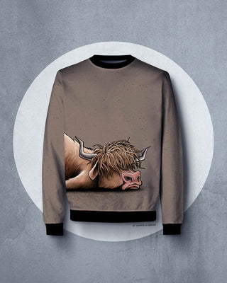 French Terry Panel - unMOOtivated Hochlandrind in Taupe