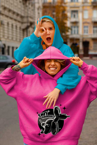 French Terry Stoff - Panel von Thorsten Berger "Shit happens" in Pink