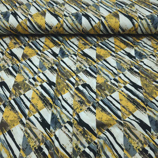 Viskosejersey Stoff – Mit modernem Dreiecks-Muster