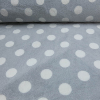 Wellness Fleece Stoff - Grau mit Punkten