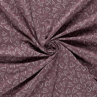 Baumwolljersey Stoff - Herzchen in Aubergine