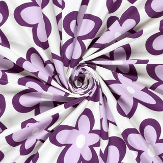 Baumwolljersey Stoff - Retro-Blumen in Violett