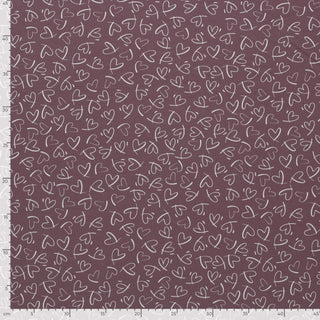 Baumwolljersey Stoff - Herzchen in Aubergine