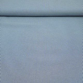 Chambray Stoff – Schmale Streifen in Dunkelblau und Weiss – flach ausgelegt