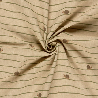 Canvas Stoff Kleine Schnecken und Streifen auf Beige