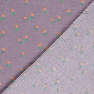 Musselin Stoff – Zarte Tulpen auf Flieder – Ansicht 4