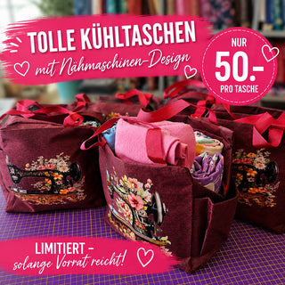 Überraschungs-Kühltasche - Nähmaschinen-Design in Bordeauxrot
