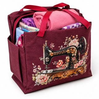 Überraschungs-Kühltasche - Nähmaschinen-Design in Bordeauxrot