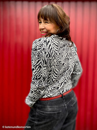 Jacquard Jersey Stoff – Zebramuster in Schwarz auf Naturweiss