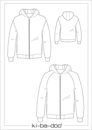 ki-ba-doo Papierschnittmuster - Mix&Match Sweatjacke Herren | Grösse XS - 4XL