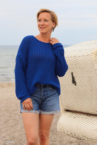 Baumwoll Grobstrick Stoff – Blau